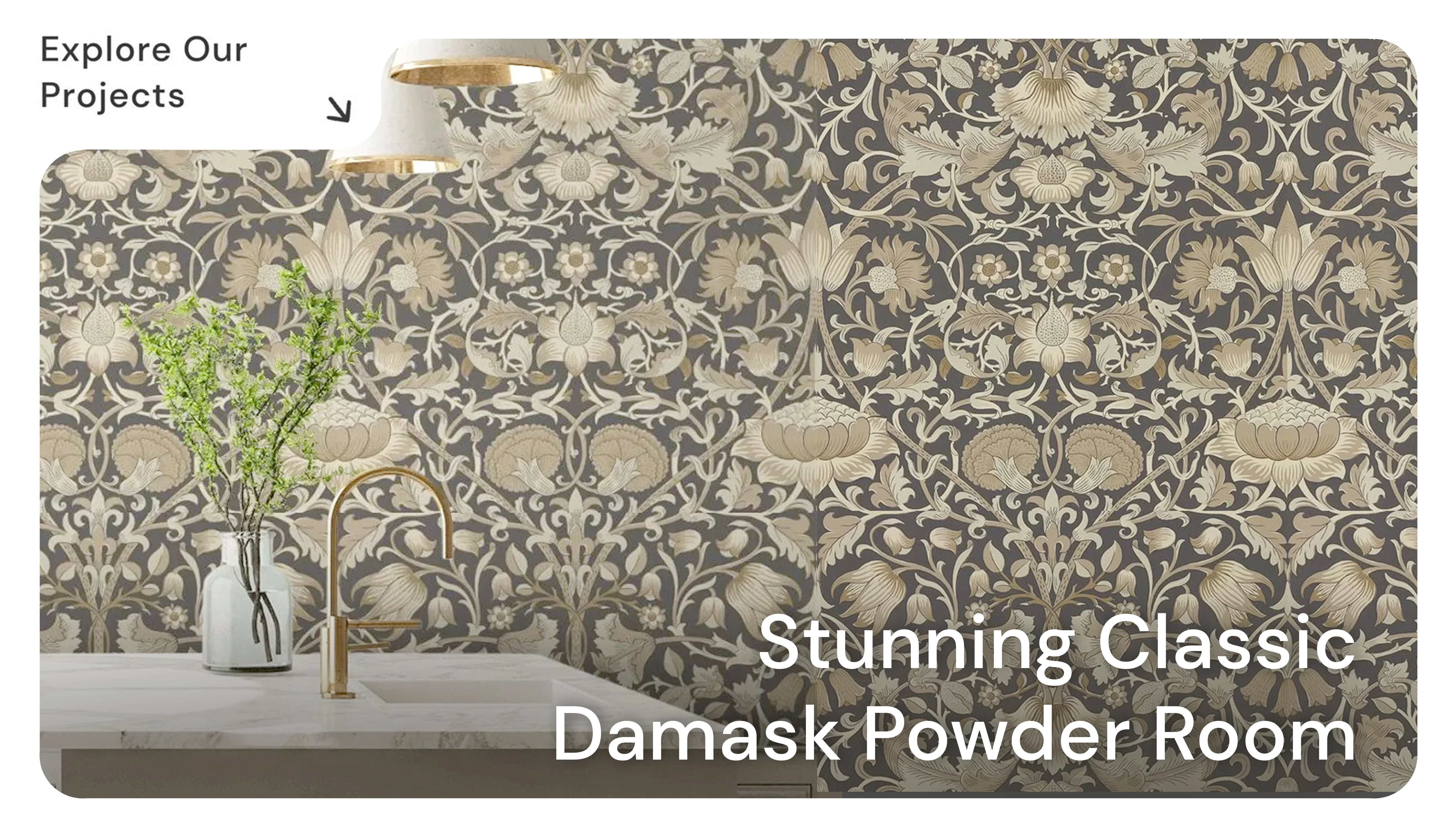 Stunning Classic Damask Powder Room
